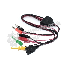 Универсальный провод для лабораторных блоков питания с крокодилами, 2 зажима и USB