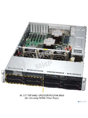 Серверная платформа SuperServer SYS-621P-TR (X13DEI, CSE-825BTS-R1K23LPP1) (2U, LGA-4677, Intel® C741, 16xDDR5 Up to 4TB ECC RDIMM, 8x3.5