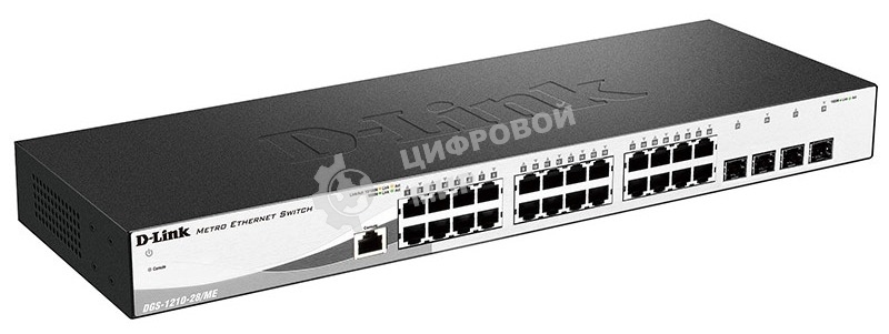 Коммутатор управляемый D-Link DGS-1210-28/ME/A2A2 уровня с 24 портами 10/100/1000Base-T и 4 портами 1000Base-X SFP
