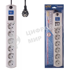 Сетевой фильтр Most HV6 2 м (6 розеток) белый (коробка)