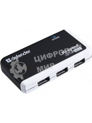Разветвитель USB Defender QUADRO INFIX USB2.0 - 4 порта, скор. - до 480 Мбит/с, + кабель USB 2.0 A(M) - MiniB (M) - 1м.