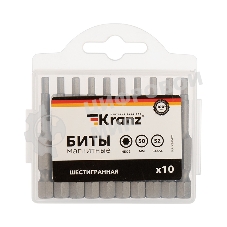 Бита шестигранная Kranz HEX-3х50 мм для шуруповерта (упак. 10 шт.)