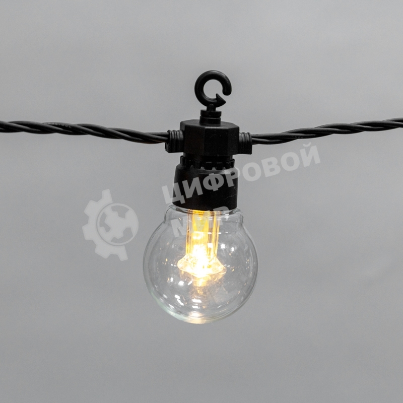 Уличная гирлянда Neon-night Лофт, черный каучук, 20 прозрачных ламп, влагостойкая IP65