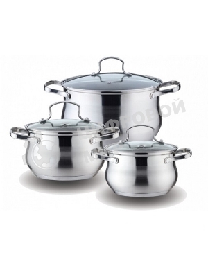 Набор посуды Kelli KL-4209 6 пред. Кастрюля с жаропрочной стекл. крышкой 2.1 л. Кастрюля с жаропрочной стекл. крышкой 3 л. Кастрюля с жаропрочной стекл. крышкой 4 л. Высококачественная нерж. сталь 18/10. 5-ти слойное капсульное дно.
