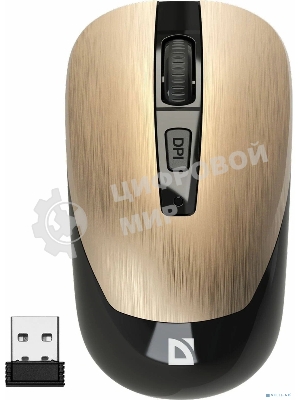 Мышь беспроводная Defender Wave MM-995 бронзовый, 1600 dpi, радиоканал, USB, кнопки - 4