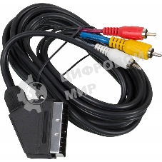 Кабель аудио-видео Ningbo SCART (m)/3хRCA (m) 3м. черный