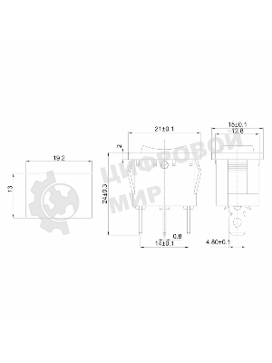 Выключатель клавишный Rexant 250V 6А (3с) ON-OFF-ON красный с нейтралью Mini