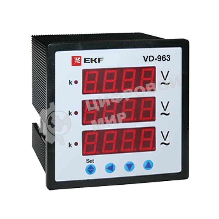 Вольтметр цифровой VD-963 на панель 96х96 трехфазный EKF vd-963