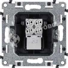 Телефонная розетка RJ11 одиночная.С лицевой панелью.Белая