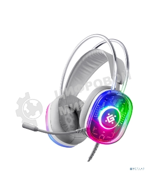 Гарнитура Defender Cyborg белый, проводная, USB, подсветка