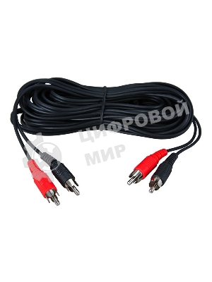 Шнур Rexant 2 RCA - 2 RCA, 1.5 м, черный (10 шт./уп.)