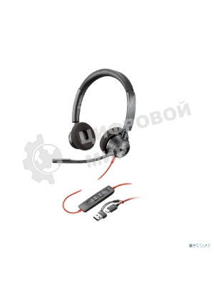 Проводная гарнитура Poly Blackwire 3320 Stereo-M черный, накладные, USB