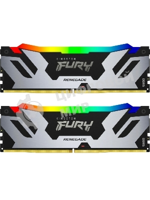 Оперативная память Kingston Fury Renegade, DDR5, 64GB (2x32 GB), 6400 MHz, CL32, DIMM, радиатор, RGB, серебристый/черный