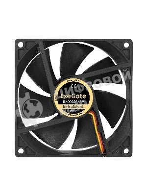 Вентилятор 12В DC ExeGate ExtraSilent ES09225S3P (92x92x25 мм, Sleeve bearing (подшипник скольжения), 3pin, 2000RPM, 25dBA)