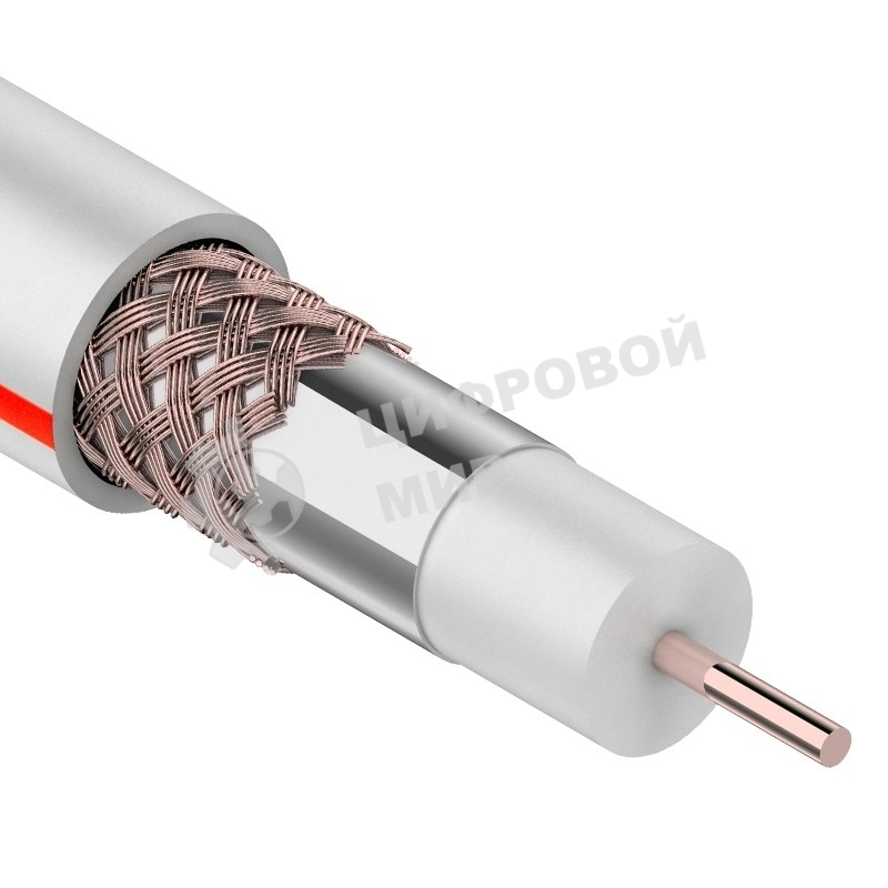 Кабель коаксиальный PROconnect SAT 50 M, Cu/Al/Cu, 64%, 75 Ом, бухта 100 м, белый