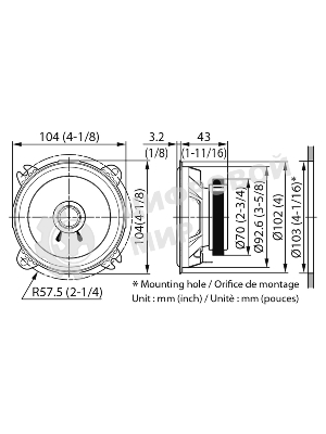 Колонки автомобильные Kenwood KFC-S1056 4Ом 10 см (4 дюйм) (ком.: 2 кол.) широкополосные однополосные