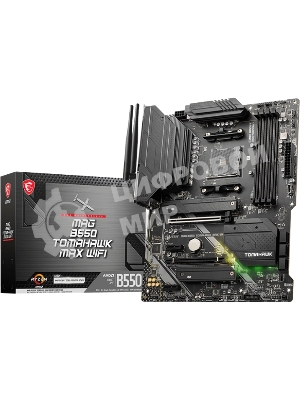 Материнская плата MSI MAG B550 TOMAHAWK MAX WIFI, AM4, AMD B550, 4xDDR4, 6xSATA, 2xM.2, 1xPCI-E 4.0 x16, 1xPCI-E 3.0 x4, 2xPCI-E x1, 1xHDMI, 1xDP, 1x 2.5Gb LAN, 2xUSB-A 2.0, 2xUSB-A 3.2 Gen 1, 1xUSB-A 3.2 Gen 2, 1xUSB-C 3.2 Gen 2, 5x3.5 мм, 7.1, ATX