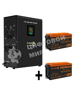 Комплект источника бесперебойного питания Exegate EX296002RUS + батарея 65Aч EX282982RUS 2шт (инвертор, синус, для котла, настенный) ExeGate FineSine SX-2500.LCD.AVR.2SH <2500VA/1800W, чистая синусоида, цветной LCD-дисплей, AVR, 2*Schuko, линейно-интерактивный, крепление настенное/универсальное, черный> + батарея ExeGate HR 12-65 (12В, 65А·ч) 2шт