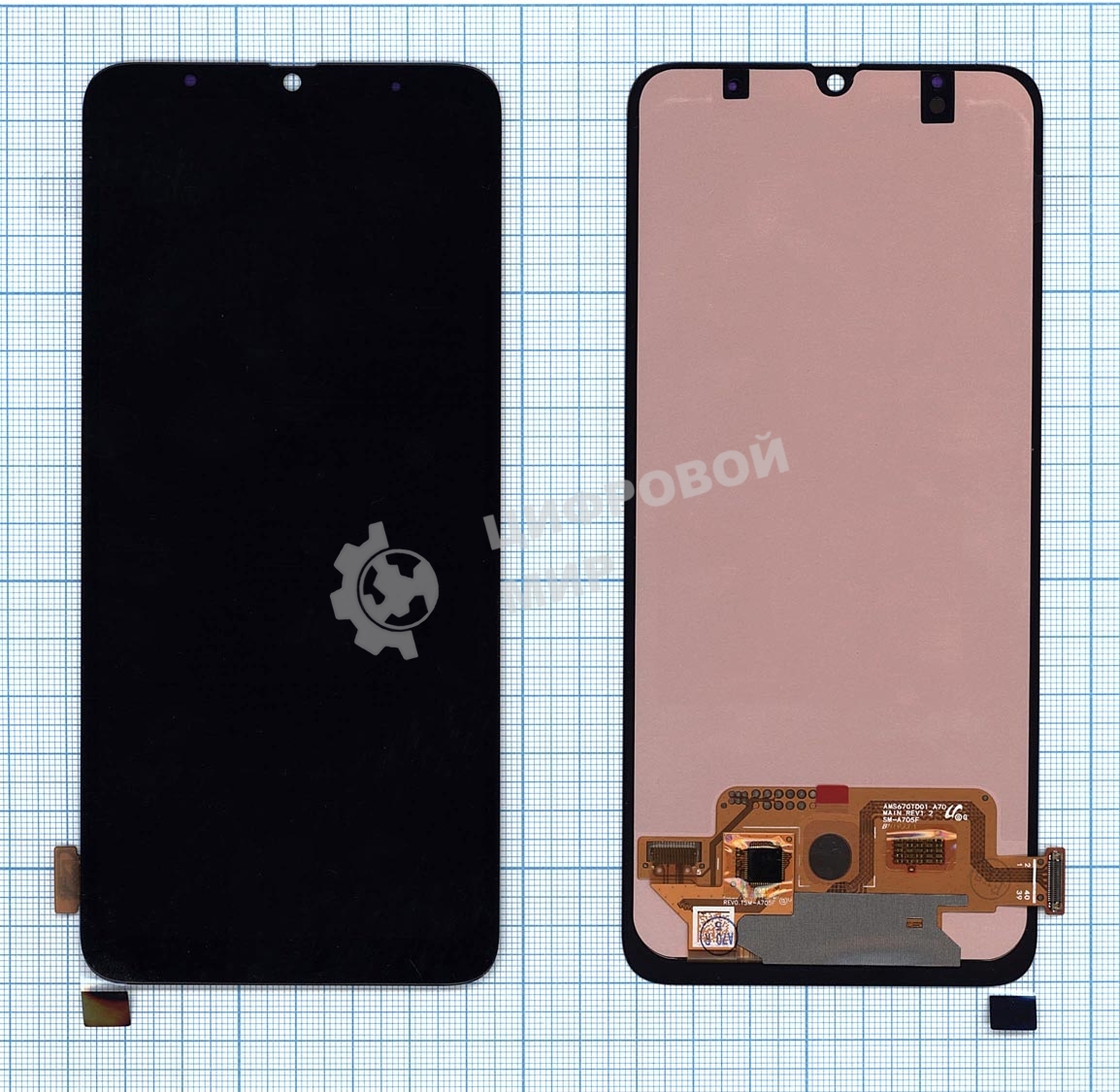 Дисплей для Samsung Galaxy A70 SM-A705F в сборе с тачскрином (OLED full size) черный