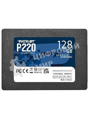 Накопитель SSD Patriot P220, 128Gb, SATA III, 2.5