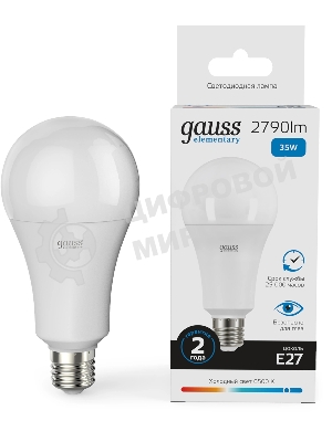 Лампа светодиодная Gauss Elementary A67 35Вт цок.: E27 груша 220B св. свеч. бел. хол. (упак.: 10 шт)