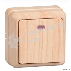 Выключатель 1-кл. ОП ОКТАВА 10А IP20 с индик. сосна IEK EVO11-K03-10-DC