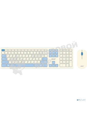 Комплект клавиатура + мышь Acer OCC205 беспроводной USB, 1200 dpi, белый/голубой