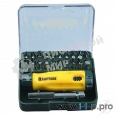 Набор KRAFTOOL Отвертка реверсивная с битами и адаптером, Cr-V, 32 предмета 26142-H32
