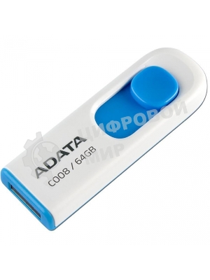 Флешка USB ADATA С008 (AC008-64G-RWE), 64Gb, USB 2.0, R/W 15/5, белый/синий