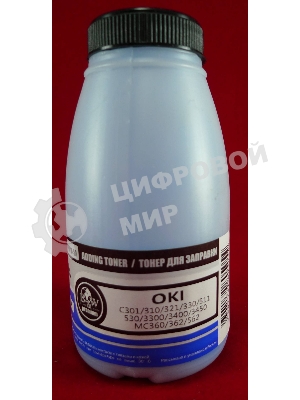 Тонер OKI C301/C321/C310/C330/C331/C510/C511/C530/C531/C3300/C3400/C3450/C3520/C3530/C3600/C5600/C5700/MC350/MC351/MC352/MC360/MC361/MC362/MC561/MC562 Cyan (фл., 50г) B&W Premium (Tomoegawa) - фас.России