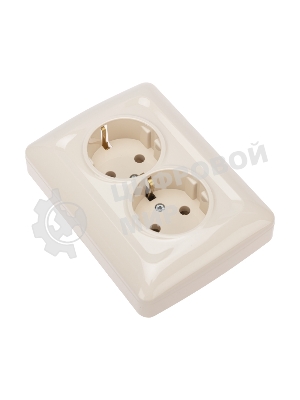 Розетка Kranz 2-ая DEA с/з с/у 16А бежевый (1/10/100)