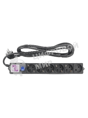 Фильтр-удлинитель PC 3 м 6 р, черный 16А, SPG6-B1