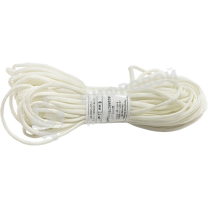 Шнур хозяйственный Сибртех D 4 мм, L 25 м, 120 кгс, полиэфирный