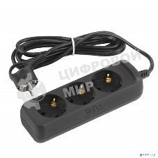 Удлинитель электрический ЭРА UX-3e-3m-B с заземлением 3 розетки 3 м ПВС 3x0,75 мм2 10А черный