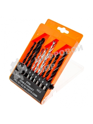 Набор сверл Sparta по бетону 5-6-8 мм, металлу 5-6-8 мм, дереву 5-6-8 мм, 9 шт. цилин. хвостовик