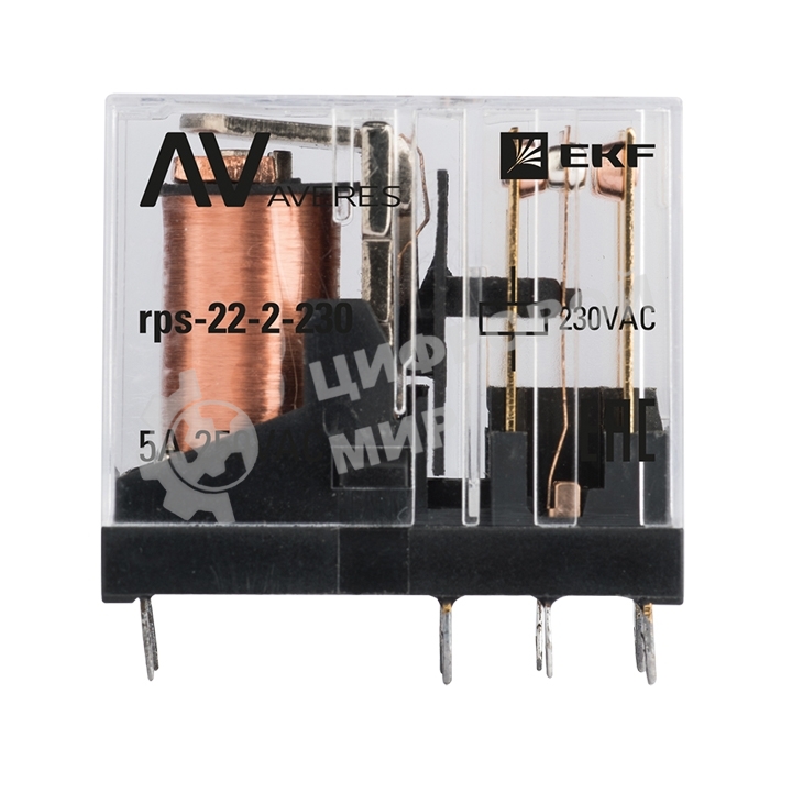 Реле промежуточное РП slim 22/2 5А 230В AC AVERES EKF rps-22-2-230
