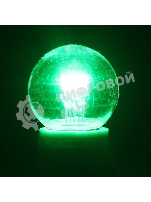 Лампа шар Neon-night e27 6 LED Ø45мм - зеленая, прозрачная колба, эффект лампы накаливания