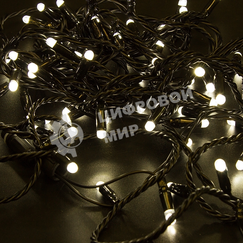 Гирлянда Neon-night Нить 10м, постоянное свечение, черный ПВХ, 230В, теплый белый