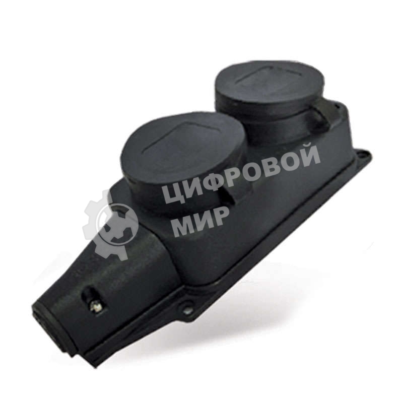 Розетка двухместная настенная с заглушками c заземлением каучук 16А 250В IP44 (1027)