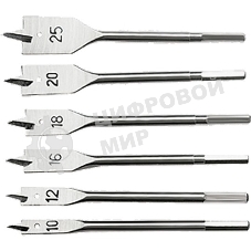 Набор сверл перовых по дереву Sparta 10-12-16-18-20-25 мм, 6 шт. 6-гранный хвостовик