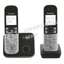 Телефон беспроводной (DECT) Panasonic KX-TG6812RU черный (труб. в компл.:2шт) АОН
