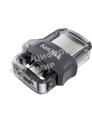 Флешка USB SanDisk Ultra Dual OTG (SDDD3-128G-G46), 128Gb, m3.0/USB 3.0, R/W 100/40, черный
