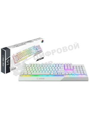 Клавиатура проводная MSI Vigor GK30 белый USB Multimedia for gamer LED (подставка для запястий)