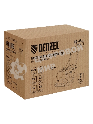 Виброплита бензиновая Denzel VC-30W 3.6 л, 1.7 л/ч, 30 кН, подошва 65х45, 108 дБ
