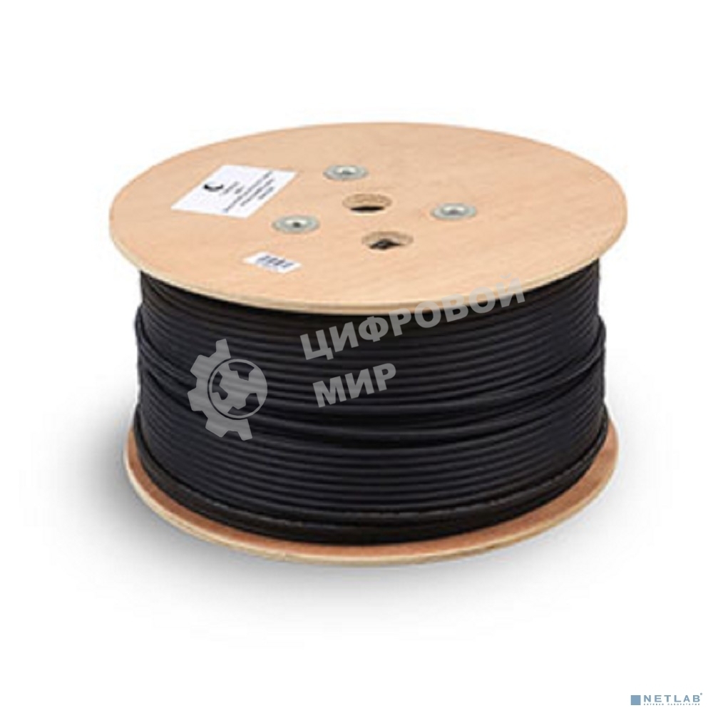 Кабель витая пара Cabeus, LSZH-UV, F/UTP, кат. 5е, проводник Ø 0,5мм, 305м, барабан, тип прокладки: снаружи зданий, цвет: черный