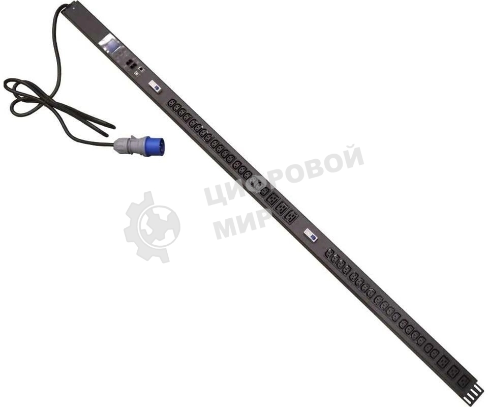 Блок распределения питания Lanmaster TWT-PDVMT1-6X36-32A верт.размещ. 6xC19 36xC13 с мониторингом 32A IEC 309 3м