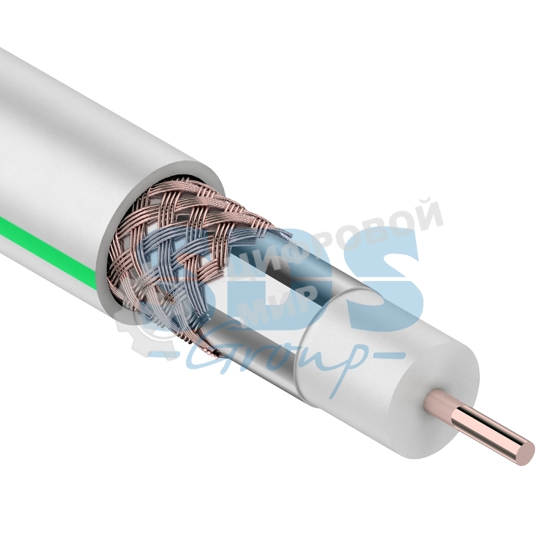 Кабель коаксиальный СМАРТКИП SAT 703 B, Cu/Al/Cu, 48%, 75 Ом, бухта 100 м, белый