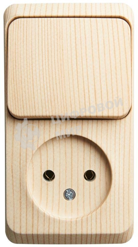 Блок ОП Этюд (1-м розетка без заземления + 1-кл. выкл.) сосна SchE