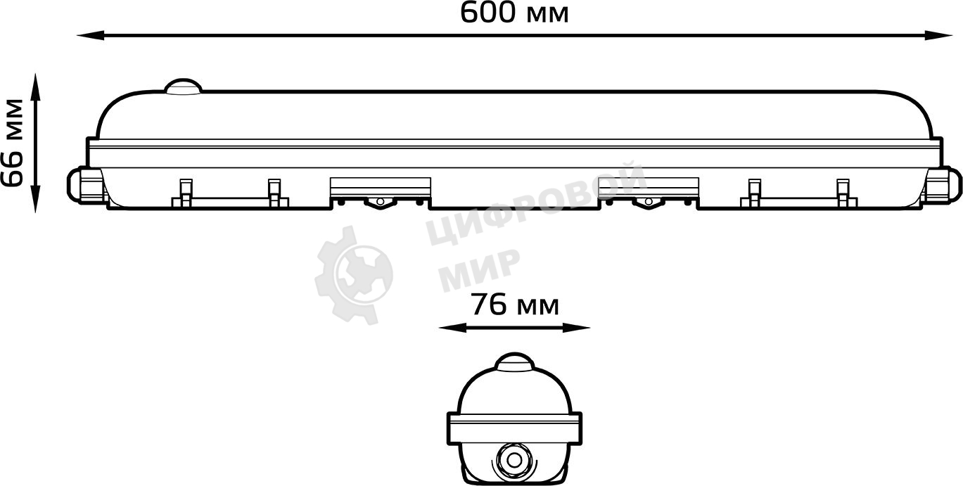 Светильник Gauss СПП-176 EVO 18W 1950lm 4000K 200-240V IP65 600x76x82мм ИК-сенс и соед в лин LED