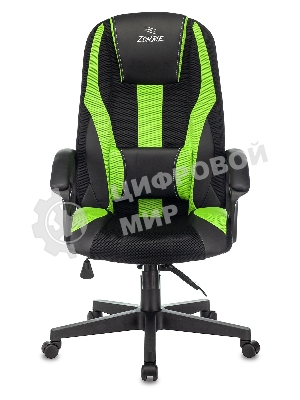 Кресло Бюрократ Zombie 9 черный/салатовый, экокожа, 120 кг, механизм качания